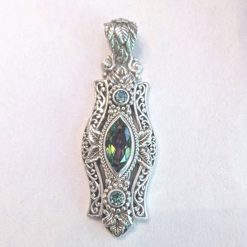Sarda Artisan Collection Bali Mystic Quartz Topaz Sterling Silver Pendant JTV